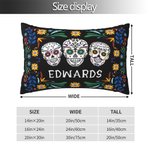 Personalizzato messicano floreale teschio di zucchero rettangolare cuscino di copertura con nome gotico Home Decor Giorno dei morti regalo per la fami