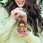 Personalizzato divertente Cartoon Donne Matita Mela Tema Insegnante 20 oz Bicchiere di vetro smerigliato con nome Apprezzamento Regalo di ritorno a sc