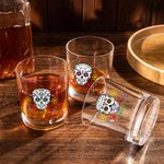 Personalised Mexican Floral Sugar Skull 10oz Old Fashioned Whisky Rocks Glass with Name Gothic Day of the Dead Gift for Family Friend