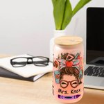 Personalizzato divertente Cartoon Donne Matita Mela Tema Insegnante 20 oz Bicchiere di vetro smerigliato con nome Apprezzamento Regalo di ritorno a sc