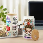 Personalizzato divertente Cartoon Donne Matita Mela Tema Insegnante 20 oz Bicchiere di vetro smerigliato con nome Apprezzamento Regalo di ritorno a sc