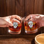 Personalised Mexican Floral Sugar Skull 10oz Old Fashioned Whisky Rocks Glass with Name Gothic Day of the Dead Gift for Family Friend