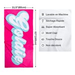 Serviette de Plage Douce Personnalisée avec Nom à Séchage Rapide Accessoire Rétro pour Soirée de la Plage Cadeau d'Été Anniversaire pour Famille Ami