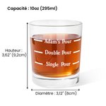 Verre à Whisky 295ml avec Échelle Personnalisé avec Nom Gravé Cadeau de Fête des Pères pour Papa et Mari