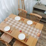 Personalisierte Aquarell Kürbis Check Plaid Leinen Quaste Tabelle Läufer mit Text Herbst Festival Dekoration Thanksgiving Halloween Geschenk für Familie