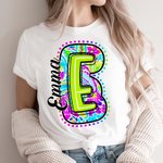 Personalized Colourful Bright Paisley Style Unisex T-Shirt Sweatshirt with Name Initial Back to School Appreciation Gift for Teacher