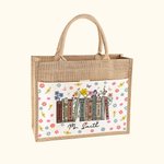 Personalized Wildflowers Book Design Jute Tote Bag with Name and Book Title Back to School Birthday Gift for Teacher Reading Lover
