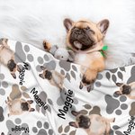 Personalized Cat Dog Pet Photo Paw Print Soft Pet Throw Blanket with Name Birthday Home Decoration Gift for Pet Lover