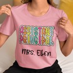 Personalized Colourful Dalmatian Dots Unisex T-Shirt Sweatshirt with Text Funny Back to School Appreciation Gift for Teacher