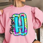 Personalized Colourful Bright Paisley Style Unisex T-Shirt Sweatshirt with Name Initial Back to School Appreciation Gift for Teacher