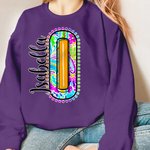 Personalized Colourful Bright Paisley Style Unisex T-Shirt Sweatshirt with Name Initial Back to School Appreciation Gift for Teacher