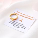 Personalisierte Ich trage für mich selbst Herz Birthstone Ribbon Ring mit eingraviertem Namen und Affirmation Karte Krebs Bewusstsein Survivor Geschen