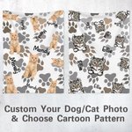 Personalized Cat Dog Pet Photo Paw Print Soft Pet Throw Blanket with Name Birthday Home Decoration Gift for Pet Lover