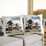 Personalisierte Motorrad Vater und Kind werfen Kissenbezug mit Namen Text Geburtstag Vatertag Geschenk für Papa Kind
