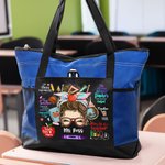 Personalizzato Teach Love Inspire Cartoon Crayon Apple Large Zippered Tote Bag with Name Appreciation Back to School Gift for Teacher (Regalo di ritorno a scuola per l'insegnante)