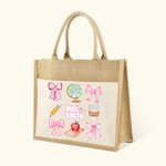 Sac en Toile de Jute Personnalisé avec Nom Motif Noeud Papillon Cadeau Remerciement Rentrée Scolaire pour l'Enseignant
