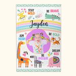 Personalised Stay Wild Positive Affirmations 1000 Pieces Photo Wooden Jigsaw Puzzle with Safari Animals and Name Birthday Educational Gift for Kids