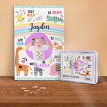 Personalised Stay Wild Positive Affirmations 1000 Pieces Photo Wooden Jigsaw Puzzle with Safari Animals and Name Birthday Educational Gift for Kids