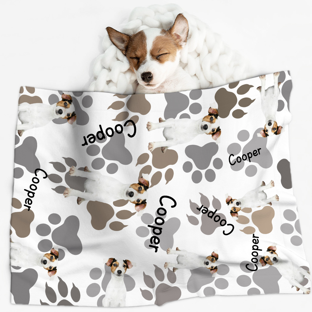 Couverture pour Chat Chien Personnalisée avec Photo et Nom de l'Animal Cadeau Anniversaire pour Amoureux d'Animal de Compagnie