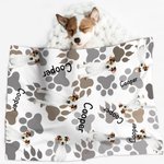 Personalized Cat Dog Pet Photo Paw Print Soft Pet Throw Blanket with Name Birthday Home Decoration Gift for Pet Lover
