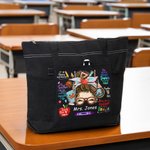 Personalizzato Teach Love Inspire Cartoon Crayon Apple Large Zippered Tote Bag with Name Appreciation Back to School Gift for Teacher (Regalo di ritorno a scuola per l'insegnante)