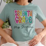 Personalized Colourful Dalmatian Dots Unisex T-Shirt Sweatshirt with Text Funny Back to School Appreciation Gift for Teacher