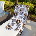 Serviette de Plage Personnalisée avec Nom Photo de l'Animal Design de Patte Séchage Rapide Accessoire de Plage Cadeau de Vacances
