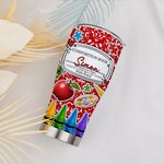 Gepersonaliseerd Kleurrijk Compositieboek Appelkrijt Ontwerp 30oz Geïsoleerde Tumbler met Naam en Rietje Terug naar School Waarderingsgeschenk voor Le