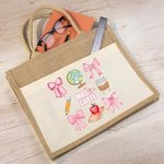 Sac en Toile de Jute Personnalisé avec Nom Motif Noeud Papillon Cadeau Remerciement Rentrée Scolaire pour l'Enseignant
