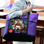 Personalizzato Teach Love Inspire Cartoon Crayon Apple Large Zippered Tote Bag with Name Appreciation Back to School Gift for Teacher (Regalo di ritorno a scuola per l'insegnante)