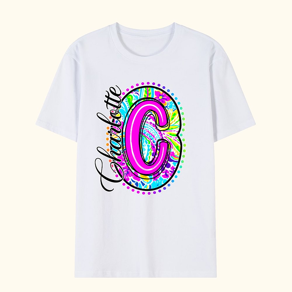 T-shirt Unisexe Personnalisé avec Nom et Initiale Cadeau Remerciement de Rentrée pour Professeur