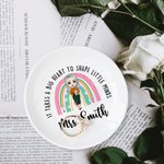 Personalized Big Heart Shape Little Minds Rainbow Cartoon Ceramic Ring Dish Jewelry Tray with Name Appreciation Back to School Gift for Teacher