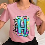 Personalized Colourful Bright Paisley Style Unisex T-Shirt Sweatshirt with Name Initial Back to School Appreciation Gift for Teacher