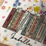 Libro floreale di primavera personalizzato Borsa in tela di iuta di grande capacità con nome Regalo di ringraziamento per l'insegnante amante della le