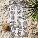 Serviette de Plage Personnalisée avec Nom Photo de l'Animal Design de Patte Séchage Rapide Accessoire de Plage Cadeau de Vacances