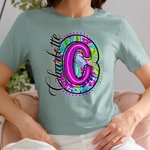 Personalized Colourful Bright Paisley Style Unisex T-Shirt Sweatshirt with Name Initial Back to School Appreciation Gift for Teacher