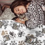 Personalized Cat Dog Pet Photo Paw Print Soft Pet Throw Blanket with Name Birthday Home Decoration Gift for Pet Lover
