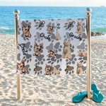 Serviette de Plage Personnalisée avec Nom Photo de l'Animal Design de Patte Séchage Rapide Accessoire de Plage Cadeau de Vacances