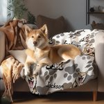 Personalized Cat Dog Pet Photo Paw Print Soft Pet Throw Blanket with Name Birthday Home Decoration Gift for Pet Lover