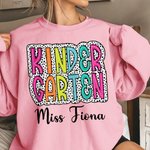 Personalized Colourful Dalmatian Dots Unisex T-Shirt Sweatshirt with Text Funny Back to School Appreciation Gift for Teacher