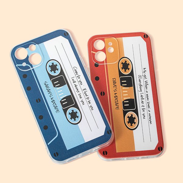 Personalised Retro Nostalgic Mixtape Phone Case for iPhone with Name Birthday Gift for Girlfriend Boyfriend