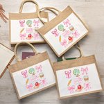 Sac en Toile de Jute Personnalisé avec Nom Motif Noeud Papillon Cadeau Remerciement Rentrée Scolaire pour l'Enseignant