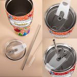 Gepersonaliseerd Kleurrijk Compositieboek Appelkrijt Ontwerp 30oz Geïsoleerde Tumbler met Naam en Rietje Terug naar School Waarderingsgeschenk voor Le