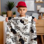 Personalized Cat Dog Pet Photo Paw Print Soft Pet Throw Blanket with Name Birthday Home Decoration Gift for Pet Lover