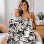 Personalized Cat Dog Pet Photo Paw Print Soft Pet Throw Blanket with Name Birthday Home Decoration Gift for Pet Lover