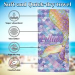 Personlig söt sjöjungfru Snabbtorkande överdimensionerad strandhandduk med namn Semesterfest Strandfesttillbehör Sommarpresent till henne