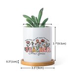 Personalised Ceramic Spring Boho Wildflowers Name Plant Pot with Bamboo Tray Appreciation Back to School Gift for Teacher