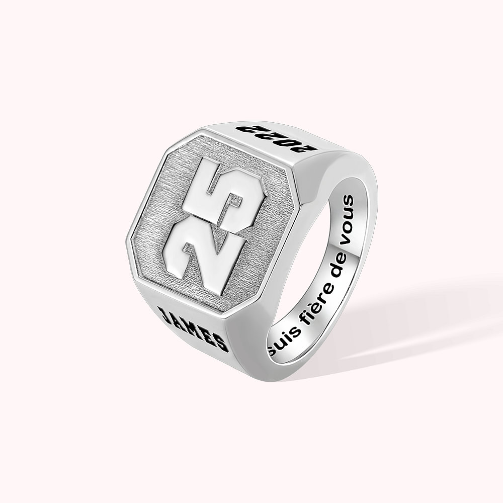 Bague de Chevalière Personnalisée avec Nom et Numéro d'Équipe Basket-ball Football Bijoux de Sport Cadeau d'Anniversaire pour les Passionnés de Sport