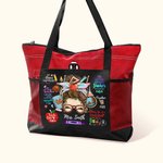 Personalizzato Teach Love Inspire Cartoon Crayon Apple Large Zippered Tote Bag with Name Appreciation Back to School Gift for Teacher (Regalo di ritorno a scuola per l'insegnante)