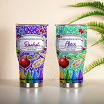 Gepersonaliseerd Kleurrijk Compositieboek Appelkrijt Ontwerp 30oz Geïsoleerde Tumbler met Naam en Rietje Terug naar School Waarderingsgeschenk voor Le
